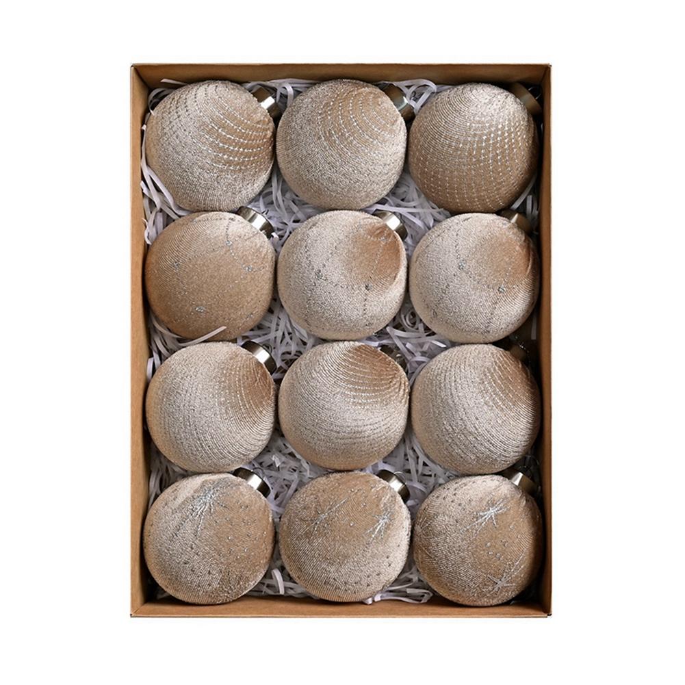 12pcs Velvet Christmas Balls Christamas Tree Pendant