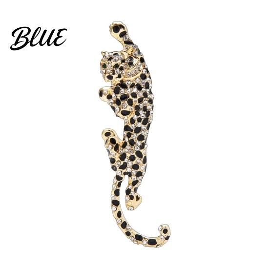 Women Badge Brooch Sparkling Rhinestones Inlaid Leopard Shape Suit Lapel