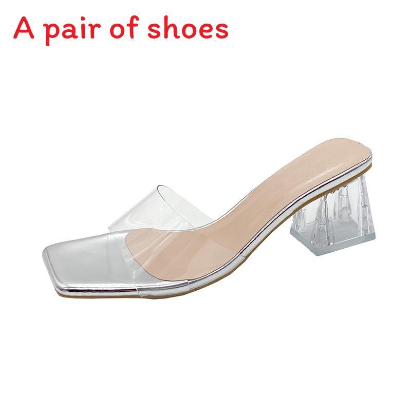 Modern Transparent Crystal Slippers For Women Summer High Heel Open Toe Wedding Shoes