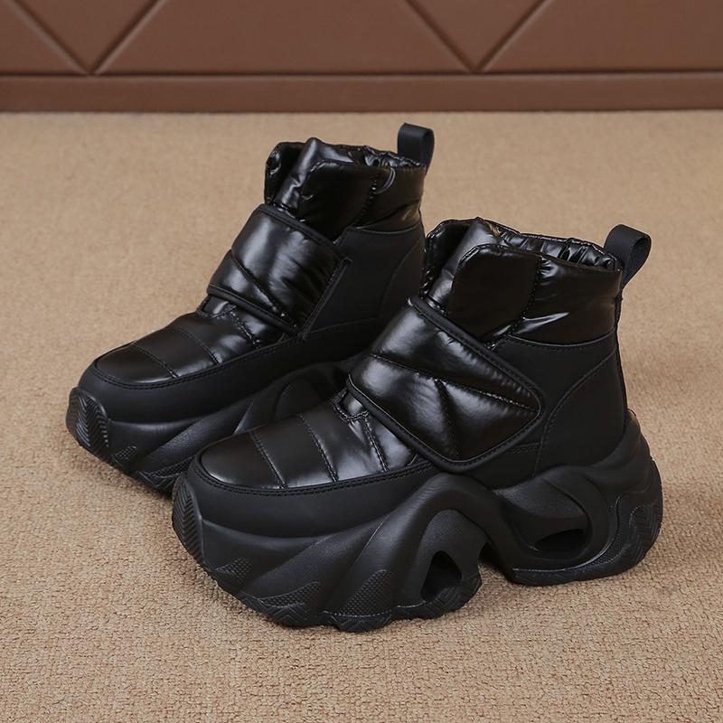 

Зимние новые женские зимние ботильоны на платформе и плоской подошве 2025 года, модная брендовая обувь класса люкс, кожаные ботинки челси, гладиаторские ботинки Botas Mujer 40 чёрный