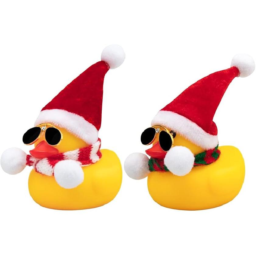 Wonuu Rubber Duck Car Ornaments Yellow Duck Car Dashboard Decorations with Propeller Helmet for Christmas Decor and Home Decorations for Adults