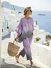 1116 Ladies Crew Neck Elegant Pattern Printed Bohemian Casual Suit