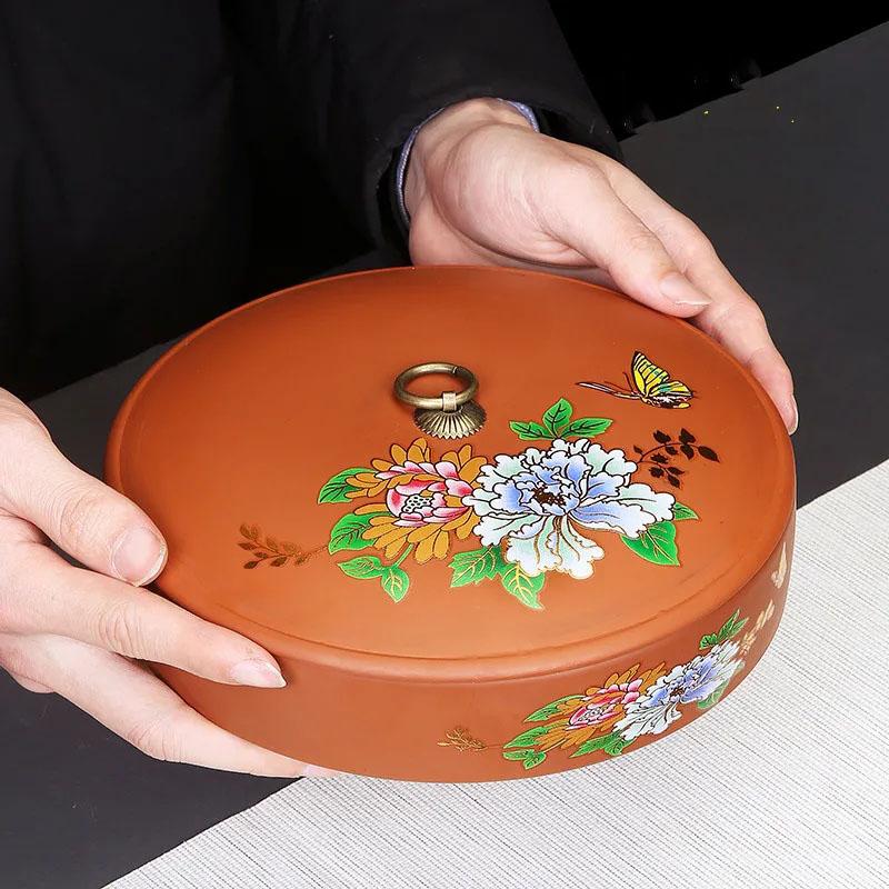 Tea Cake Storage Box Multi-Layer Ceramics Sealed Tank Snack Storage Case Elegant Printing Tea Caddy  Nut Coffee Bean Organizer