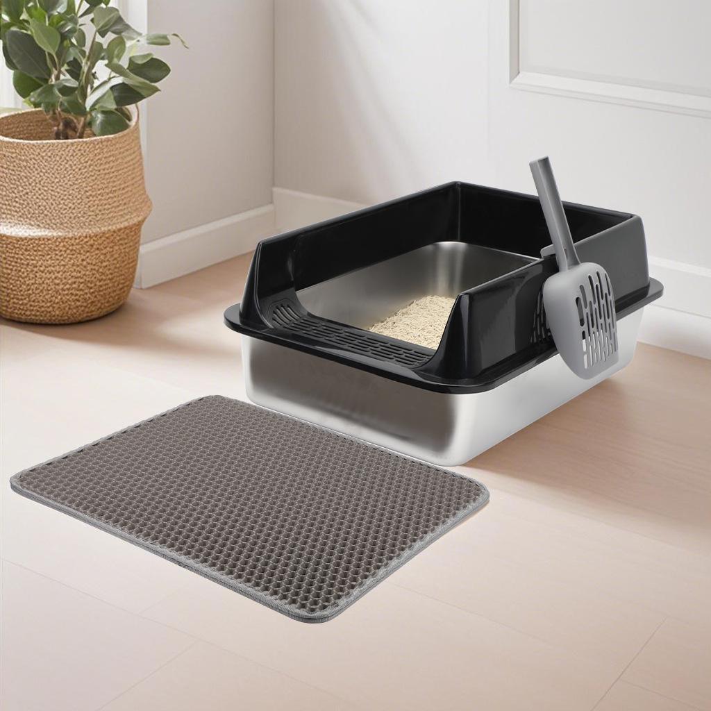 Extra Large Stainless Steel Anti-Splash Cat Litter Box: Easy-Clean, Semi-Enclosed, Deep Design