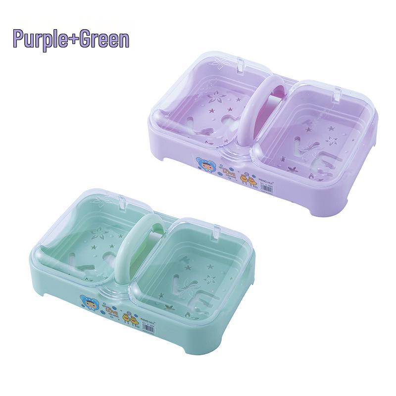 Dvouvrstá mýdlenka s víkem s odklápěcím víčkem - Velká, odvodňovací, domácí mýdlenka se dvěma přihrádkami