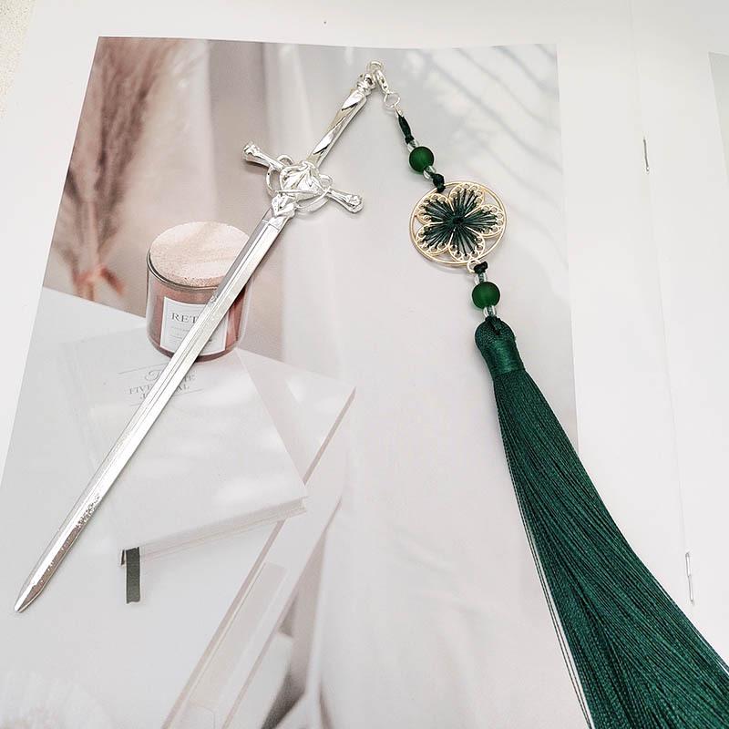 Antiker Chinesischer Schatzschwert-Quasten-Haarnadel - Elegantes Hanfu Hochsteckfrisur-Accessoire