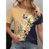 Modisches Damen Rundhals-T-Shirt Rundhals Kurzarm 3D Farbdruck
