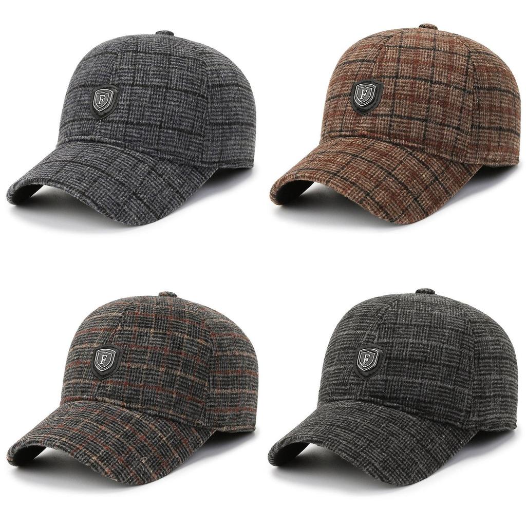 Classic Baseball Cap For Men With Letter Decor And Ear Protection For Winter Outdoor Activities