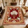 Red French Court Floral Style Living Room Carpet Home Decoration Luxury Easy Clean Soft Rug Non-slip Lint-free Coffee Tables Mat