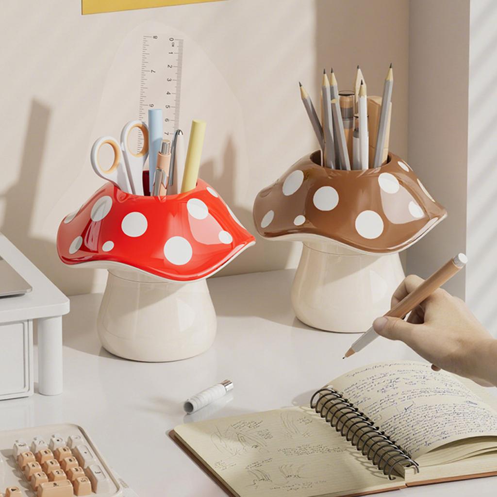 Entrance circular mushroom storage bin, office desktop pen holder, makeup storage bin