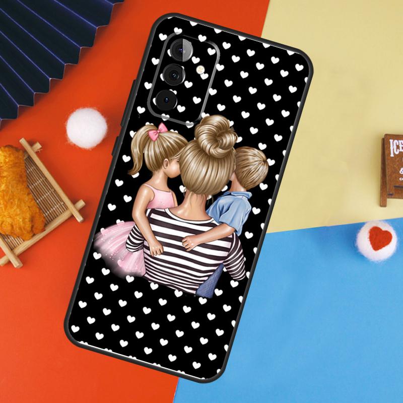 Beautiful Mother Daughter Son Case For Samsung Galaxy A53 A33 A13 A54 A34 A14 A56 A36 A16 A06 A12 A32 A52 A35 A17 A15 A55