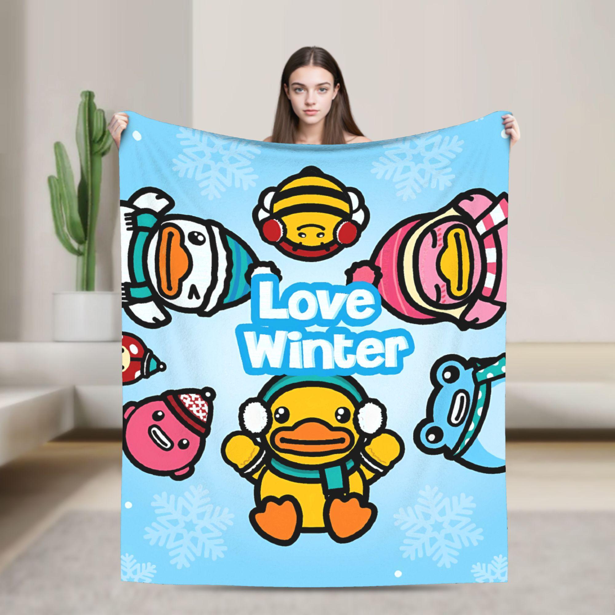 Yellow Duck Winter Soft Warm Blanket  Kids Plush Throw Blanket Fluffy Couch Bed Flannel Bedspread Sofa Bed Cover 75x90cm