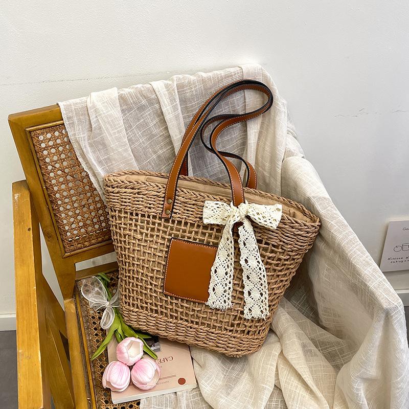 

Large capacity woven bag women s new fashion underarm tote bag summer versatile shoulder beach bag хакі