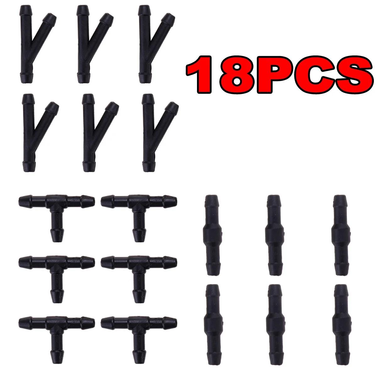 

18-54PCS Windscreen Washer Joiner Pipe Connector T Piece Straight 3 Way Y Piece Air Fuel Water Petrol Wiper Washer Nozzle Hose