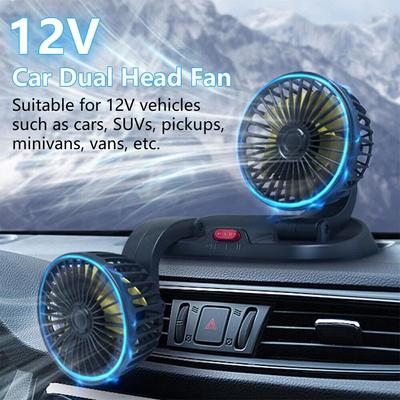 CAR FAN,USB Portable Fan for Car ,360 Degree Rotatable Dual Head Fan,Strong Wind Electric Auto Car Fans for Dashboard Home Office (Dual Head USB Plug)