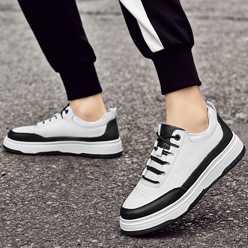 Fashion 5CM Hidden Height Increase Genuine Leather Casual Shoes Breathable Comfortable Elevator Sneakers for Men Women Fashion Anti-Slip