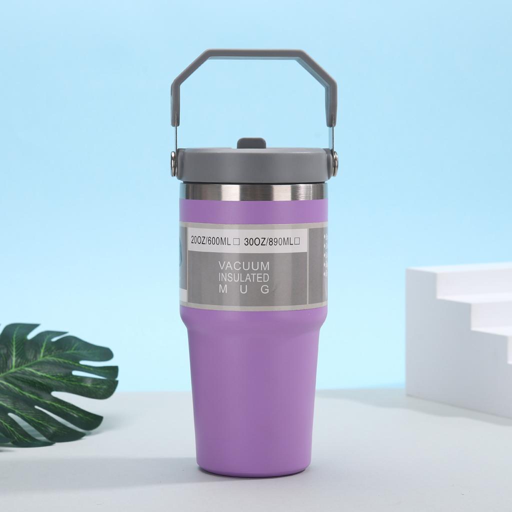 30oz Single Drink Portable Car Cup 304 Stainless Steel Vacuum Thermos Cup Large Capacity Straw Ice Bar