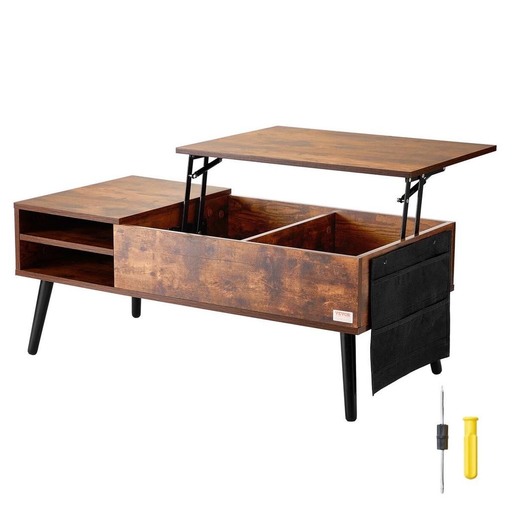 Lift Top Coffee Table 39.4 In Rectangle Coffee Table for Living Room Brown