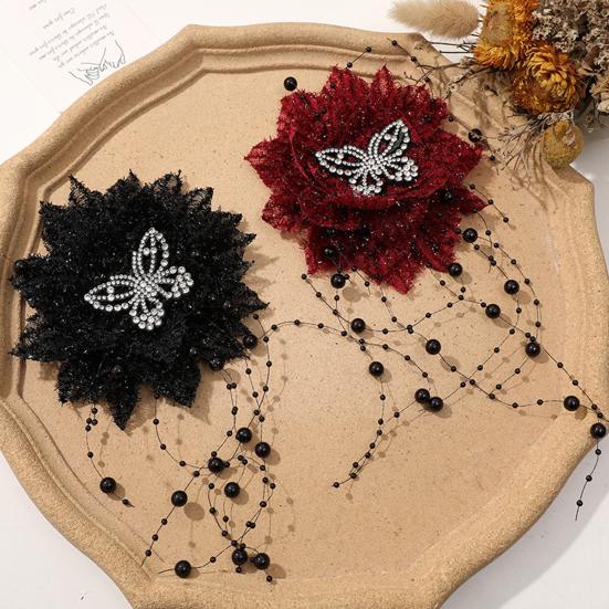 Peony Feather Tassel Hair Claw Women Girls High Cap Bone Design Hairpin Sturdy Shark Clip Hair Accessory