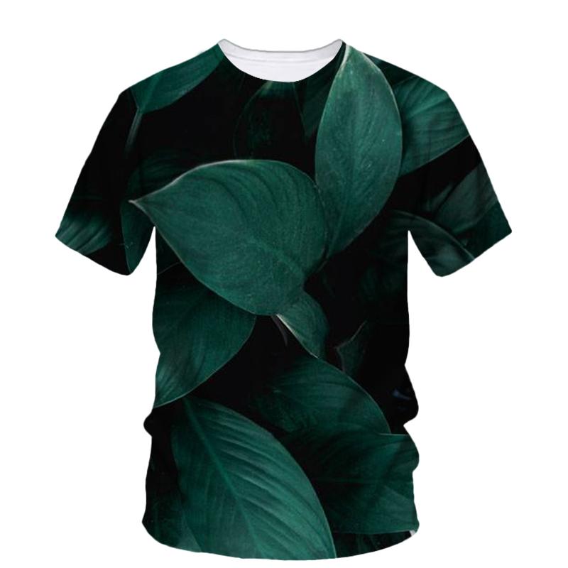 Summer Originality Plant Leaves Graphic T-shirts Trend Casual Personality Fun Printed O-neck Short Sleeve Men's T-shirts