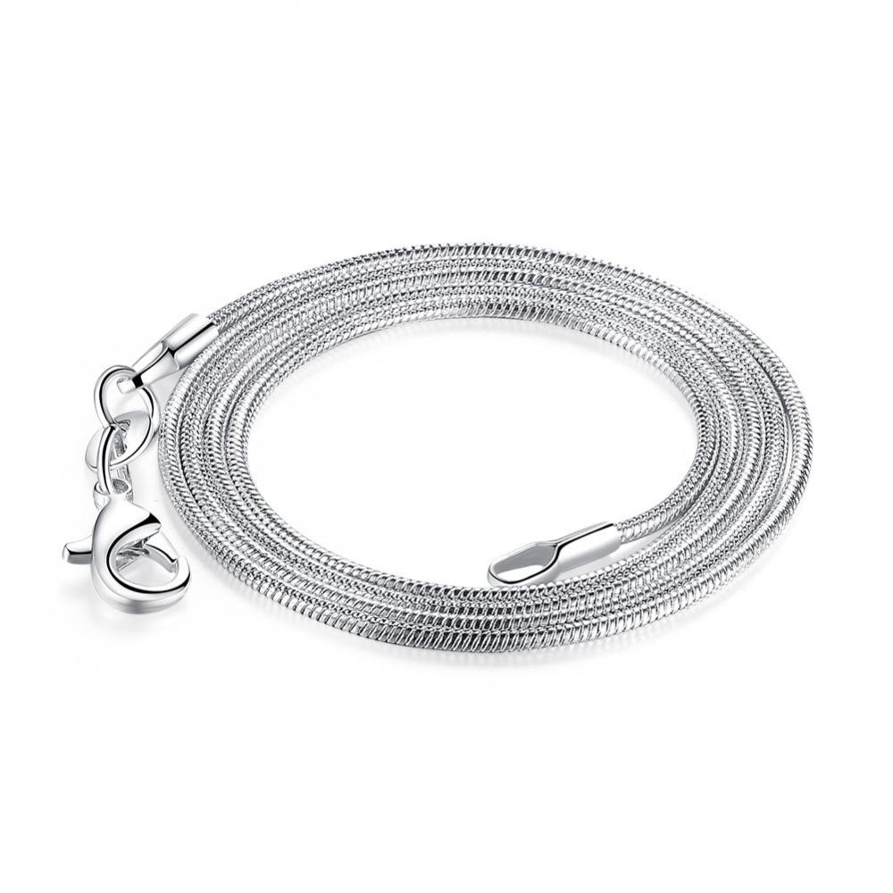1MM Silver-Plate Snake Chain Necklace Chokers for Women Statement Jewelry Silver Color Elegant Fashion Accessories