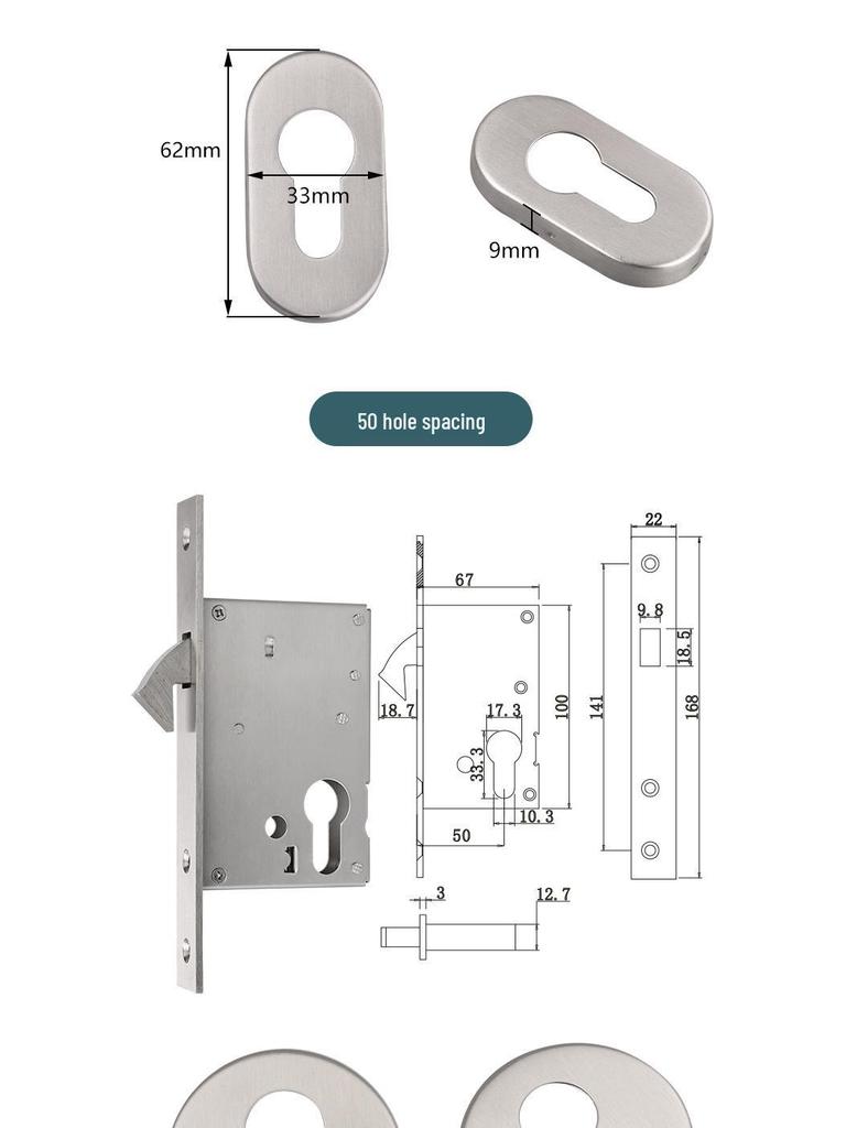 Le Lang Stainless Steel Sliding Door Mortise Lock with Hook Tongue - Precision Cast European Standard for Indoor Push-Pull Doors.