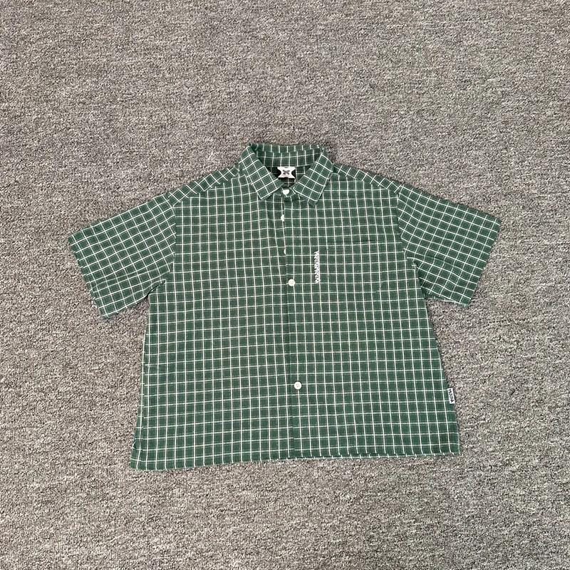 ZYLLO Best Quality Green Plaid Shirts Men Women Pure Cotton Casual Short Sleeve Oversized Daily T-Shirts