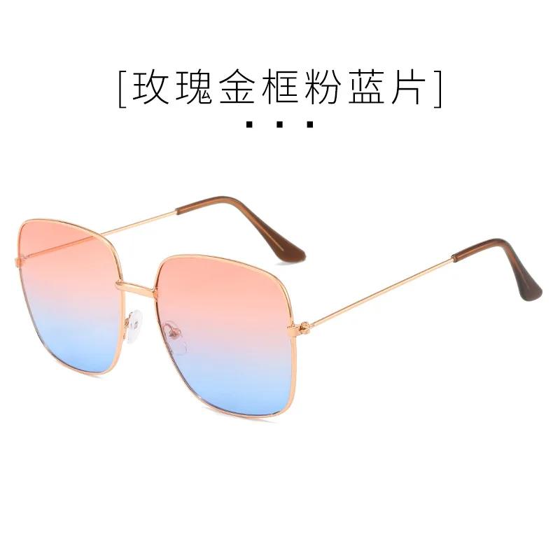 Metal Large Frames Square Sunglasses Female's Designer Fashion Sun Spectacles Lady Outdoor Travel Eye Spectacles UV 400 Protection Oculos De Sol