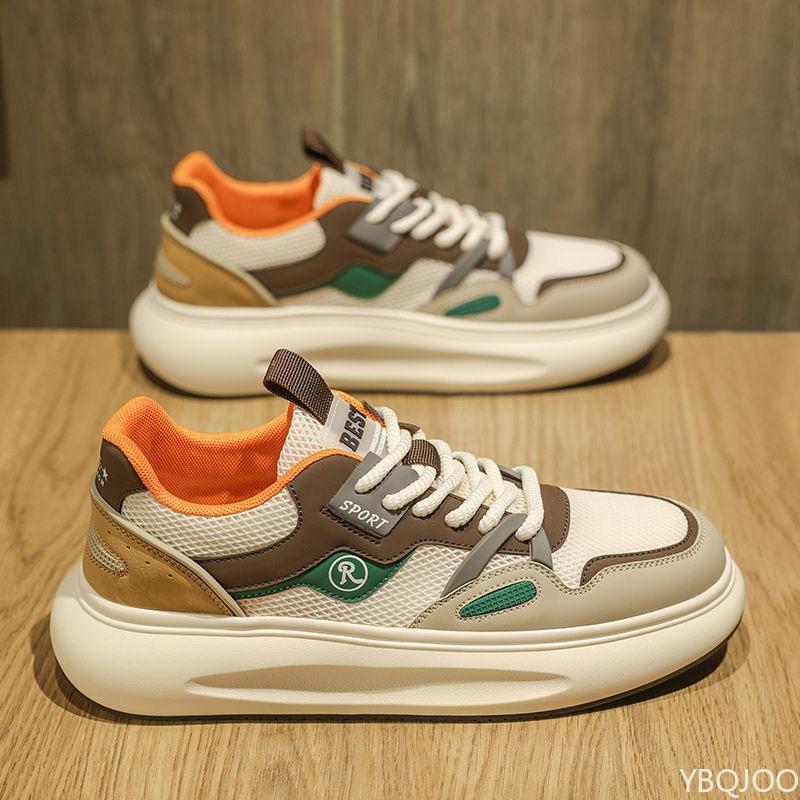 

2025 лето дышащие повседневные спортивные мужские шнуровка белые туфли низкий верх сетка противоскользящая толстая подошва беговые мужские туфли 39 оранжевый