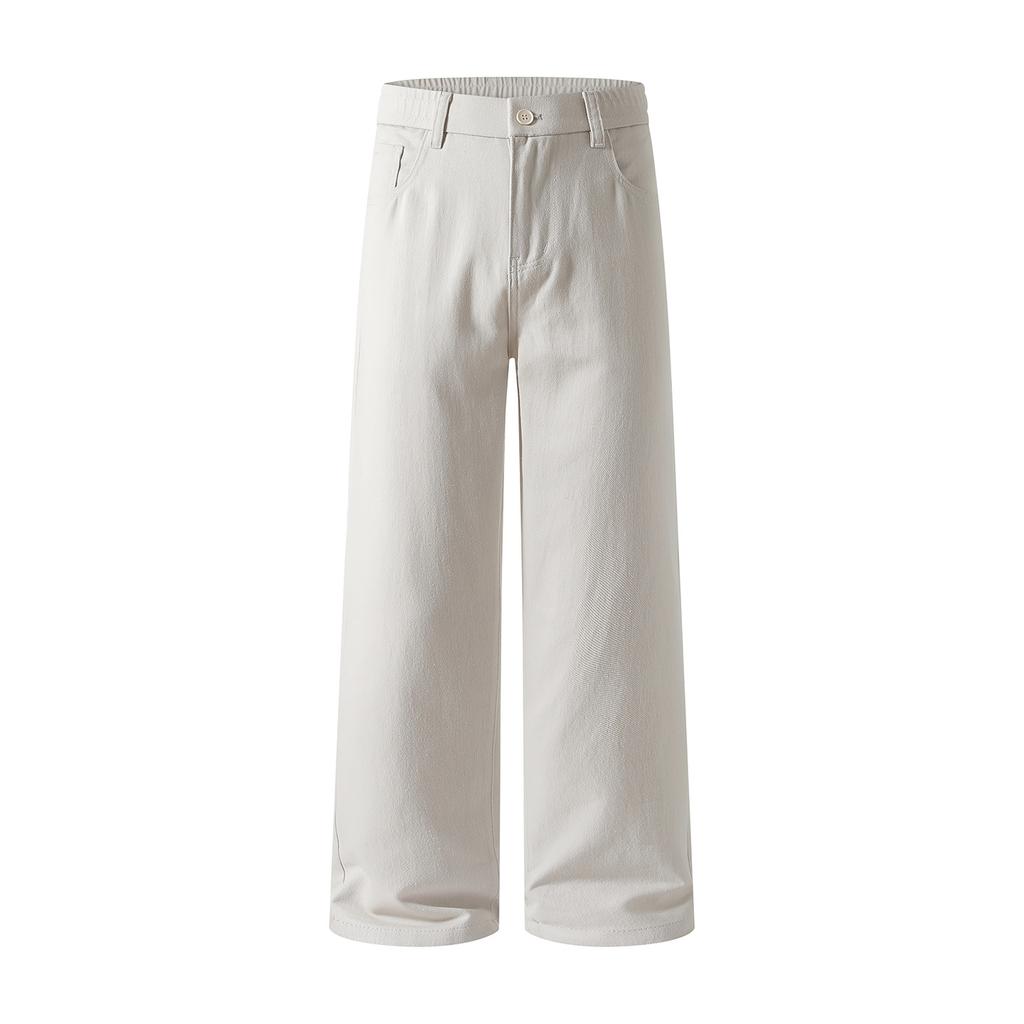 Solid color simple trendy brand slim-fit straight casual pants men's spring new trendy pure cotton long pants