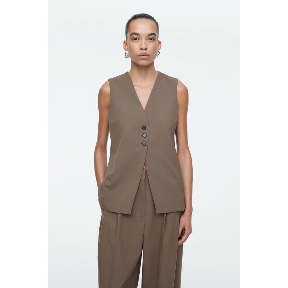 

Жилет из твила COS Japan, удлиненный, приталенный dark beige/32