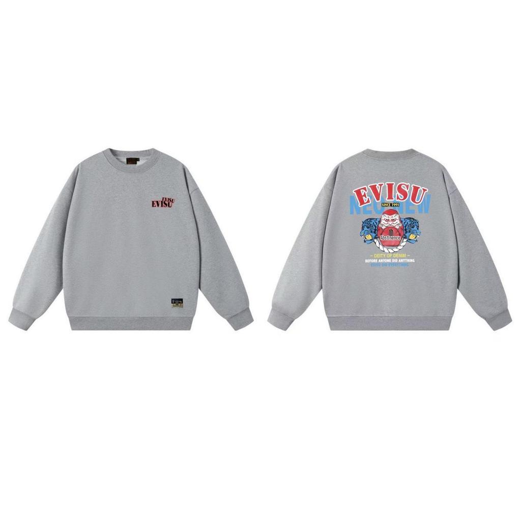 EVISU Streetwear Gott des Glücks Sweatshirt: Unisex Pullover mit Rundhalsausschnitt von hoher Qualität für Herbst 2026