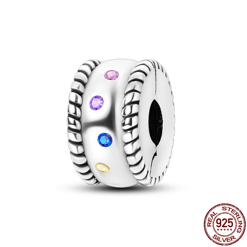 S925 Sterling Silver Clasp Silver Charms Silicone Spacer Beads Safety Chain Fit Original  Bracelet  Jewelry Women New In