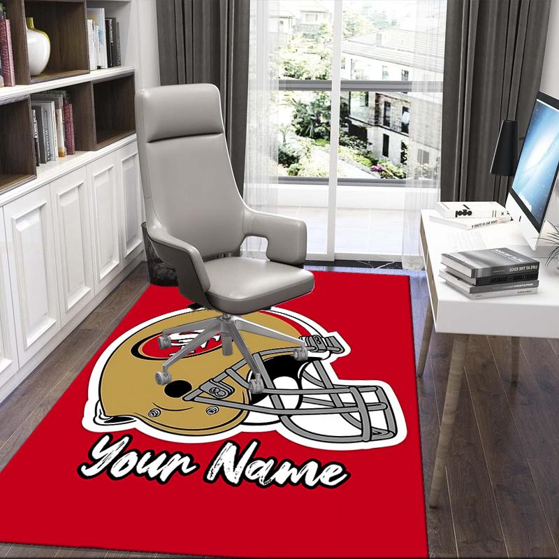 Custom Name San Francisco 49ers Printed Carpet, for Office Chair Living Room Bedroom Kitchen Room Decor Gifts.