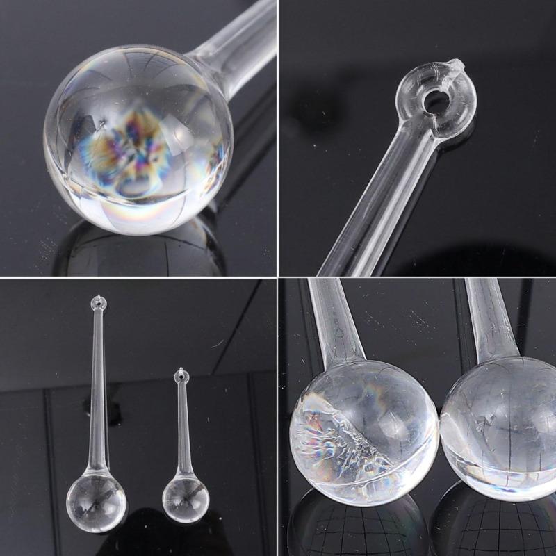 Boules en Acrylique Transparentes Goutte d'Eau Tige Longue Boule Ronde Goutte Ornements Suspendus Décorations Sapin de Noël Décor Suspendu Fenêtre