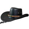 White Fang Vintage Leather Cowboy Hat with Western Stylish Design for Men and CZA351 Denim, Women, (Black)