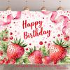 2D Rosa Erdbeer-Thema Happy Birthday 2D Hintergrund für Kinder