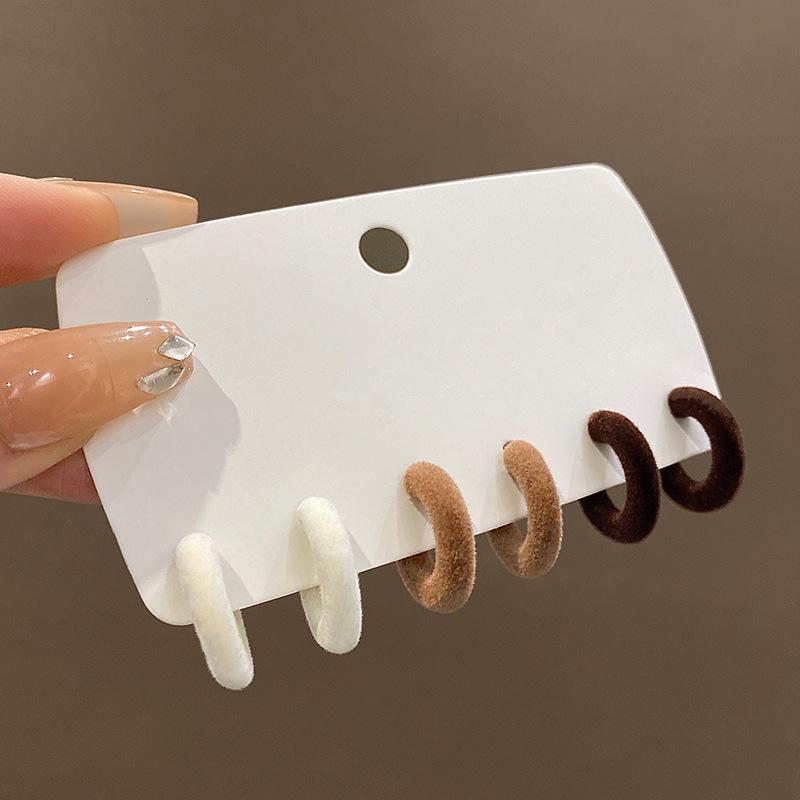 Autumn and winter three pairs of flocking circle set earrings retro simple temperament earrings new earrings