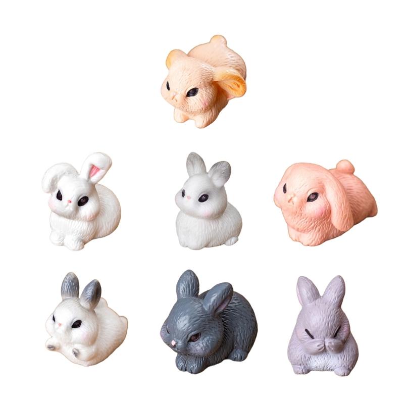 10Pcs Miniature Rabbit Figurines Resin Animal Statues Perfectly for Easter Decorations and Birthday Cake Toppers