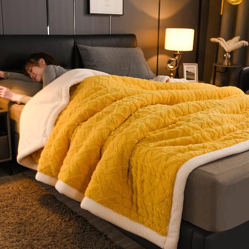 

Товстий тришаровий зимовий плед з коралового флісу з фланеллю та овечою вовною, односпальний/двоспальний розмір 180x200cm (Large Single Blanket)