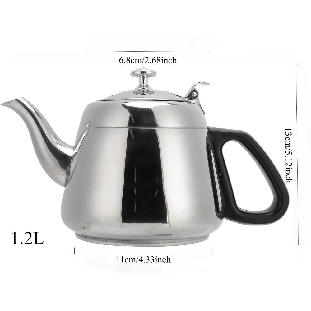 1.2L/1.5L Stainless Steel Teapot Coffee Pot Practical Modern Design Hot Water Teaware With Fine Filter To Brew Loose Leaf Tea