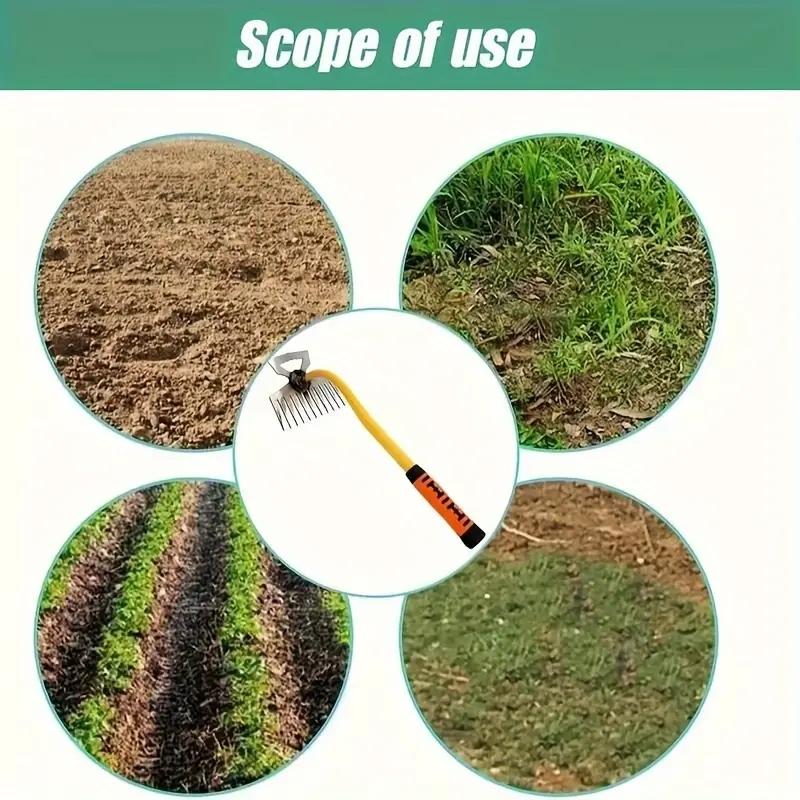 1pc Multi-Functional Manganese Steel Weeding Rake - Garden Hoeing Tool For Loosening Soil, Vegetable Harvesting Shovel, Pastoral