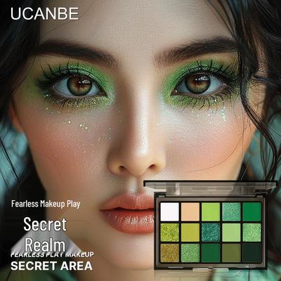 UCANBE Secret Realm 15-Color Eyeshadow Palette: Advanced Green Changlong Elf Halloween Special Effects Makeup.