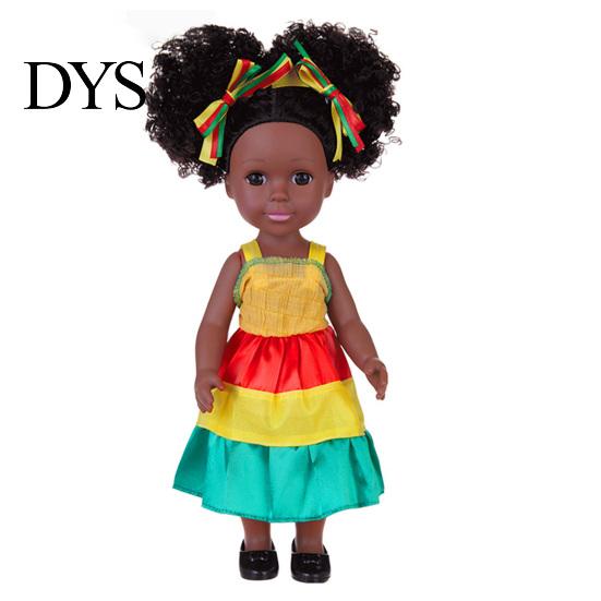 Realistic Black Girl Dolls 14 Inch Doll with Afro Hair, Soft Vinyl Posable Play for Girls Kids, Dress Up Fashion Toy Accessories, Gift Children