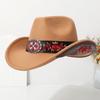 New jazz hat made of high-quality wool felt, decorated with gemstone belts, suitable for European and American parties, western cowboy hat