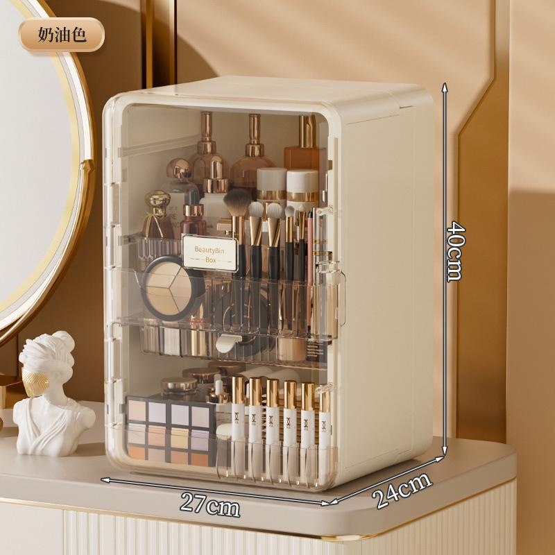 Desktop Cosmetics Storage Box Premium Large Capacity Cotton Foldable Dust Dresser Skin Care Product Shelf