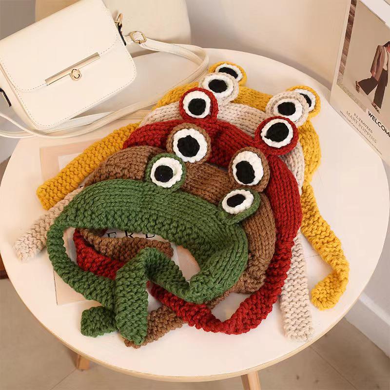 Korean-Style Cute Frog Knit Hat with Ear Protection