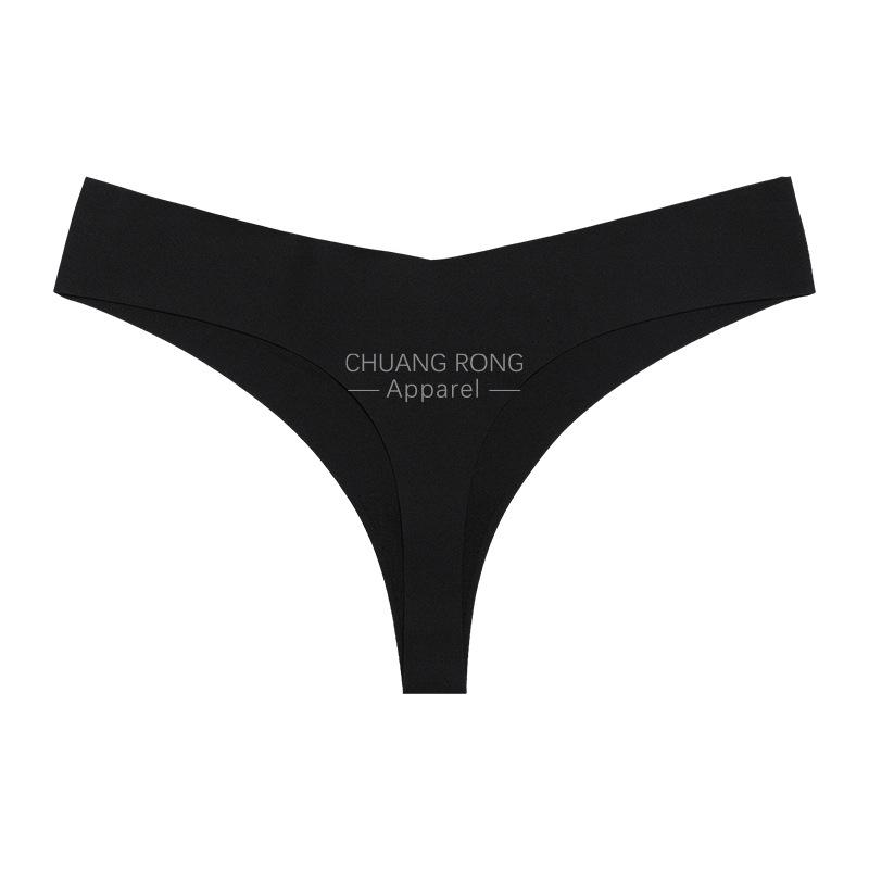 

Summer thin seamless ice silk sexy thong large size one piece sports fitness low waist breathable underwear women S чёрный