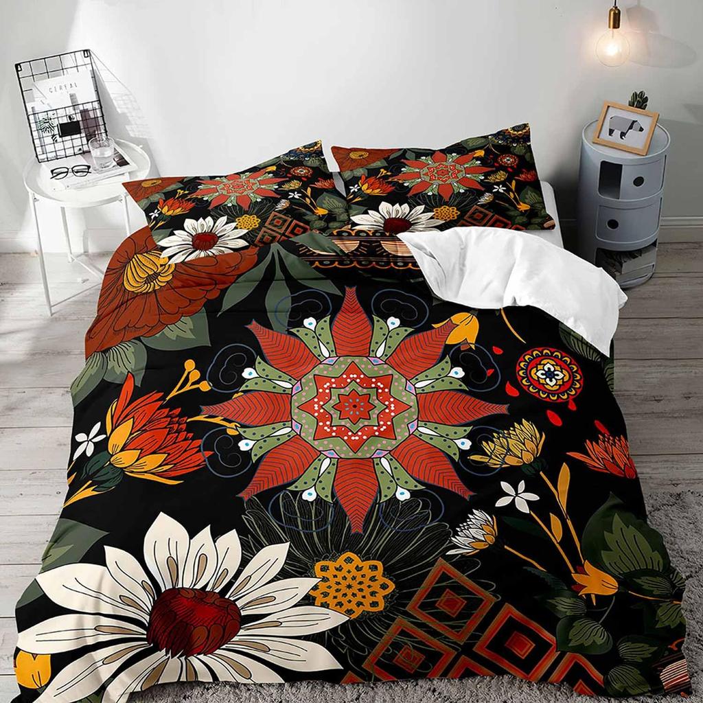 Boho Floral Soft Duvet Cover Set Young Girls Women Rom Quen Beding Set Vintage Buterfly Botanical Blosom Flower Warm Comforter Comfortable Quilt Cover