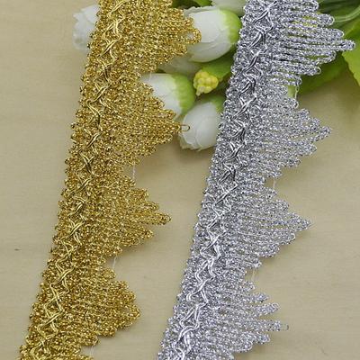 400cm/157in Each Bag Gold Silver Lace Trims Handmake DIY Craft Flower Dress Curtain Edge Sewing Accessory Home Hat Gowns Perfect Decoration Ribbons